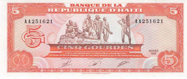 5 Gourdes p255 1989 Haiti